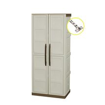 ARTPLAST Ιταλίας Πλαστική Ντουλάπα 17kg 70x39x165cm MASSIF 2φυλλη 5 χώρων (Μεταλλικοί Μεντεσέδες) Μπεζ-Καφέ STEEL