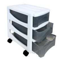 Πλαστική Συρταριέρα 30x40x40cm Γραφείου 3όροφη με Ρόδες Λευκό-Διάφανο BAMA Ιταλίας