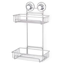 TEKNO-TEL Ραφιέρα Μπάνιου 2όροφη Πτυσσόμενη 25x15x36cm Πάχος 7mm Αντοχή 12kg Επιχρωμιωμένο Ατσάλι με Βεντούζα EXTRA STRONG