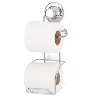 TEKNO-TEL Χαρτοθήκη Τοίχου με Ρεζέρβα 13x13x25cm Πάχος Ø7mm Αντοχή 12kg Επιχρωμιωμένο Ατσάλι με Βεντούζα EXTRA STRONG