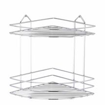 TEKNO-TEL Γωνιακή Ραφιέρα Μπάνιου Τοίχου 2όροφη 32x24x30cm Πάχος Ø4mm Επιχρωμιωμένο Ατσάλι