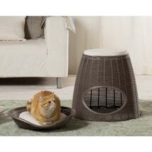 BAMA ITALY Διπλό Κρεβατάκι Κατοικιδίων-Σκαμπό 52x50x55cm RATTAN + 2 Μαξιλάρια PASHA Λευκό