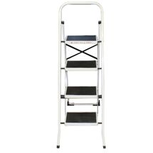 Σκαλοσκαμπό Μεταλλικό 44.5x81x123cm με 4 Σκαλιά MAX Αντοχή 150kg Βάρος 7.8kg Λευκό LF204B