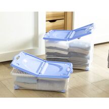 BAMA ITALY Κουτί Αποθήκευσης 59x39x18cm 27lt με Περιστρεφόμενες Ρόδες 360ᵒ Πλαστικό Διάφανο-Μπλε CONTENITORE ROTOBOX