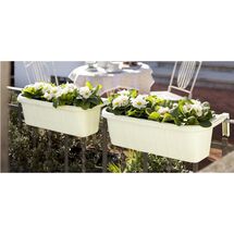 BAMA ITALY Ζαρντινιέρα Κρεμαστή 60x20x18.5cm 15lt με Πλεκτή Όψη και Σύστημα Αποστράγγισης Κρεμ RONDINE PAGLIA