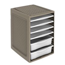 BAMA Ιταλίας Συρταριέρα Ρούχων 34x41x53cm 4.37kg Πλαστική με 4 Δίσκους και 2 Συρτάρια Γκρι-Καφέ RIORDINO TORTORA