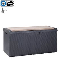 TOOMAX Ιταλίας Πλαστικό Μπαούλο Αποθήκευσης 123.7x54.5x58.7cm 350lt 13kg MASSIF με Καπάκι-Κάθισμα 2 Ατόμων και Μαξιλάρι PORTONOVO ANTHRACITE TUV/GS FASHION