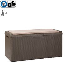 TOOMAX Ιταλίας Πλαστικό Μπαούλο Αποθήκευσης 123.7x54.5x58.7cm 350lt 13kg MASSIF με Καπάκι-Κάθισμα 2 Ατόμων και Μαξιλάρι PORTONOVO BROWN TUV/GS FASHION
