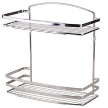 TEKNO-TEL Ραφιέρα Μπάνιου INOX (Ανοξείδωτο Ατσάλι)  2όροφη 25x13x28cm Βάρος 0.75kg Πάχος Ø5mm