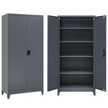 STEELEN Μεταλλική Ντουλάπα 90x45x191cm Πάχους 0.6mm/0.8mm (πάτωμα) Γαλβανιζέ με 4 Ράφια και Ρυθμιζόμενα Πόδια - 5 Αποθηκευτικοί Χώροι Ανθρακί Ματ