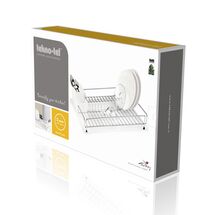 TEKNO-TEL Πιατοθήκη-Στεγνωτήριο Πιάτων Ανοξείδωτο Ατσάλι (INOX) 48x33x12cm Βάρος 1.40kg 14 Θέσεις Πιάτων με Πλαστική Κουταλοθήκη και Δίσκο Μαύρο Matt