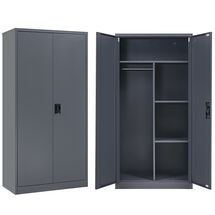 STEELEN Μεταλλική Ντουλάπα 70x40x171cm Πάχους 0.6mm/0.8mm (πάτωμα) ΧΩΡΙΣ ΠΟΔΙΑ Γαλβανιζέ με Χώρισμα - 5 Αποθηκευτικοί Χώροι Ανθρακί Ματ