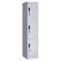 STEELEN Μεταλλική Ντουλάπα - Φοριαμός (Locker) 38x45x180cm ΧΩΡΙΣ ΠΟΔΙΑ 3 Αποθηκευτικοί Χώροι 22kg Ανοικτό Γκρι
