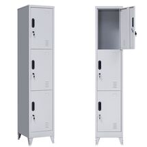 STEELEN Μεταλλική Ντουλάπα - Φοριαμός (Locker) 38x45x191cm 3 Θέσεων 18kg 4 Ρυθμιζόμενα Πόδια Πάχος 0.4mm Γκρι Ανοικτό