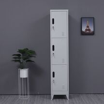 STEELEN Μεταλλική Ντουλάπα - Φοριαμός (Locker) 38x45x191cm 3 Θέσεων 18kg 4 Ρυθμιζόμενα Πόδια Πάχος 0.4mm Γκρι Ανοικτό