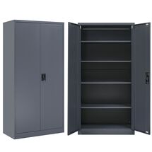 STEELEN Μεταλλική Ντουλάπα 70x40x171cm Πάχους 0.6mm/0.8mm (πάτωμα) Γαλβανιζέ με 4 Ράφια ΧΩΡΙΣ ΠΟΔΙΑ - 5 Αποθηκευτικοί Χώροι Ανθρακί Ματ