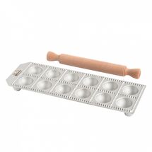 MARCATO Ιταλίας Φόρμα Design 12 θέσεων Ασημί για Ζυμαρικά Ravioli 33.5x11.5x2cm και Πλάστης