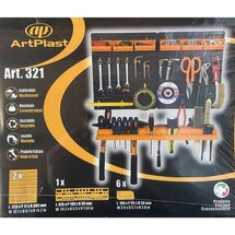 Εργαλειοθήκη ΤοίχουOrganiser 64.6x14x38.5cm Πλαστικό με Διάτρητη Πλάτη 1 Ράφι 6 Σκαφάκια 19 Γάντζους Μαύρο-Πορτοκαλί Artplast Ιταλίας