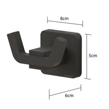 TEKNO-TEL Άγκιστρο-Κρεμάστρα 2 Θέσεων Μπάνιου 18x6x5cm Αλουμινίου Επιτοίχια με Βίδες Μαύρη Matte
