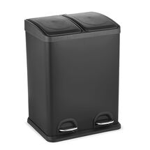 VESTA Κάδος Απορριμμάτων 40lt 39.6x30x59.2cm με Πεντάλ 2 Θέσεων 2 Εσωτερικούς Κάδους Ανακύκλωσης Μεταλλικός Μαύρο Ματ 6.8Kg Κουζίνας