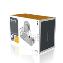 TEKNO-TEL Πιατοθήκη Στεγνωτήριο 2όροφο 49x30x25cm 10 Θέσεις Πιάτων με Θήκη και Δίσκο Ανοξείδωτο Ατσάλι (INOX)