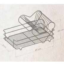 TEKNO-TEL Πιατοθήκη Στεγνωτήριο 2όροφο 49x30x25cm 10 Θέσεις Πιάτων με Θήκη και Δίσκο Ανοξείδωτο Ατσάλι (INOX)