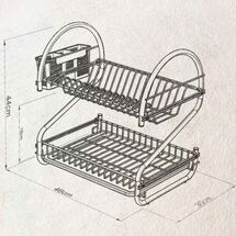 TEKNO-TEL Πιατοθήκη Στεγνωτήριο 2όροφο 46x30x44cm 15 Θέσεις Πιάτων με Θήκη και Δίσκο Επιχρωμιωμένο Ατσάλι