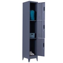 STEELEN Μεταλλική Ντουλάπα - Φοριαμός (Locker) 38x45x191cm 3 Θέσεων 22kg Πάχος 0.4mm 4 Ρυθμιζόμενα Πόδια Ανθρακί Ματ