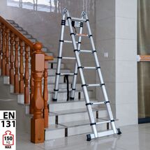 VESTA Διπλή Τηλεσκοπική Σκάλα 5m Αλουμινίου με 16 Σκαλιά Βάρος 17kg MAX Αντοχή 150kg EN131 4