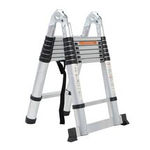 VESTA Διπλή Τηλεσκοπική Σκάλα 4.4m Αλουμινίου με 14 Σκαλιά Βάρος 15kg MAX Αντοχή 150kg EN131 1