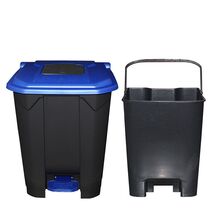 Κάδος Απορριμάτων 50lt 43x41x56cm Πλαστικός 3.8kg με Εσωτερικό Κάδο 36x29x47.5cm + Πεντάλ + Ρόδες + Μικρό Ανοιγόμενο Καπάκι Μαύρο - Μπλε