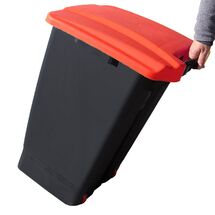 Κάδος Απορριμάτων 50lt 39x49x67cm 2.93kg Πλαστικός Επαγγελματικός/Οικιακός με Ρόδες και Χειρολαβή Μαύρο - Κόκκινο