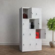 STEELEN Μεταλλική Ντουλάπα - Φοριαμός (Locker) 90x40x185cm 12 Θέσεων ΧΩΡΙΣ ΠΟΔΙΑ Πάχος 0.4mm 42kg Γκρι Ανοικτό