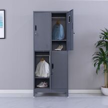 STEELEN Μεταλλική Ντουλάπα - Φοριαμός (Locker) 90x45x190cm 4 Θέσεων Πάχος 0.4mm με Ρυθμιζόμενα Πόδια 46kg Ανθρακί Ματ