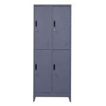 STEELEN Μεταλλική Ντουλάπα - Φοριαμός (Locker) 90x45x190cm 4 Θέσεων Πάχος 0.4mm με Ρυθμιζόμενα Πόδια 46kg Ανθρακί Ματ