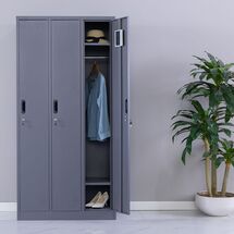 STEELEN Μεταλλική Ντουλάπα - Φοριαμός (Locker) 90x45x185cm 3φυλλη 51kg ΧΩΡΙΣ ΠΟΔΙΑ Πάχος 0.4mm Ανθρακί Ματ