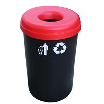 Κάδος Ανακύκλωσης 60lt Ø41x62.5cm 1.91kg Πλαστικός με Άνοιγμα Ø14cm στο Καπάκι Μαύρο-Κόκκινο Ελλάδας