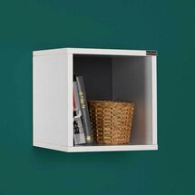 Ράφι Τοίχου Διακοσμητικό Κουτί 33x19x33cm Ξύλινο Λευκό Γυαλιστερό 3.11kg RAF033DD