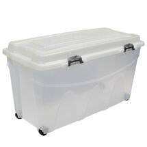 BAMA Ιταλίας Κουτί Αποθήκευσης 80x40x45cm 85lt Πλαστικό με Κλιπς και 4 Ρόδες Διάφανο IPERBOX