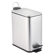 VESTA Κάδος Μπάνιου 5lt Ορθογώνιος με Πεντάλ Soft Close 28x14x29cm Καπάκι Slim Ανοξείδωτο Ατσάλι Matte Ασημί