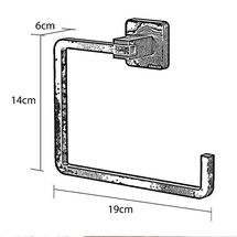TEKNO-TEL Κρεμάστρα Πετσέτας Μπάνιου 19x6x14cm Αλουμινίου Επιτοίχια με Βίδες Μαύρη Matte