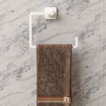 TEKNO-TEL Κρεμάστρα Πετσέτας Μπάνιου 19x6x14cm Αλουμινίου Επιτοίχια με Βίδες Λευκή Matte