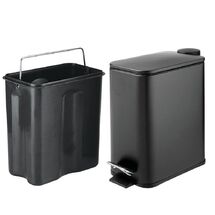 VESTA Κάδος Μπάνιου 5lt Ορθογώνιος με Πεντάλ Soft Close 29x14x30cm Καπάκι Slim Μεταλλικός Matte Μαύρος