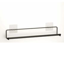 TEKNO-TEL Κρεμάστρα/Ράγα Πετσέτας Μπάνιου 45.5x7x7cm 3 Θέσεων Επιχρωμιωμένο Ατσάλι με Αυτοκόλλητο Γάντζο Σιλικόνης Μαύρη Matte