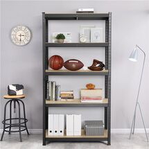 VESTA Μεταλλική Γαλβανιζέ Ραφιέρα Dexion 5όροφη 90x40x180cm με Μοριοσανίδες Πάχους 4mm 13.4kg Πάχος Δοκών 0.63mm MAX Αντοχή 875kg (175kg / Ράφι) Μαύρη