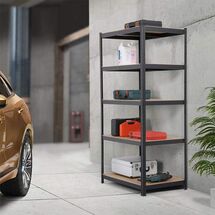 VESTA Μεταλλική Γαλβανιζέ Ραφιέρα Dexion 5όροφη 100x45x180cm με Μοριοσανίδες Πάχους 4mm 14kg Πάχος Δοκών 0.63mm MAX Αντοχή 875kg (175kg / Ράφι) Μαύρη