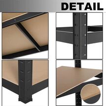 VESTA Μεταλλική Γαλβανιζέ Ραφιέρα Dexion 5όροφη 120x50x180cm με Μοριοσανίδες Πάχους 4mm 15.5kg Πάχος Δοκών 0.7mm MAX Αντοχή 875kg (175kg / Ράφι) Μαύρη