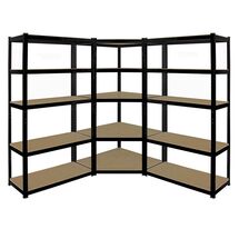 VESTA Μεταλλική Γαλβανιζέ Ραφιέρα Dexion 5όροφη 90x90x180cm με Μοριοσανίδες Πάχους 5mm 24.5kg Πάχος Δοκών 0.7mm MAX Αντοχή 875kg (175kg / Ράφι) Μαύρη