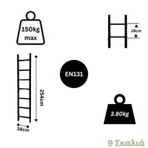 Σκάλα Αλουμινίου 1x9 Σκαλιά Επαγγελματική 254cm Μονή 3.8kg Αντοχή 150kg