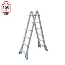 Σκάλα Αλουμινίου Επαγγελματική 4x6 Σκαλιά Multi use Μέγιστο Ύψος 6.22m Αντοχή 150kg Βάρος 13.3kg με Πιστοποίηση EN131
